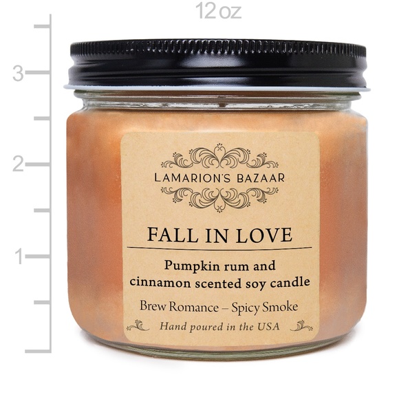 FALL IN LOVE- Pumpkin Rum Cinnamon Scented Candle - 100% Soy- Made to Order - Picture 4 of 6